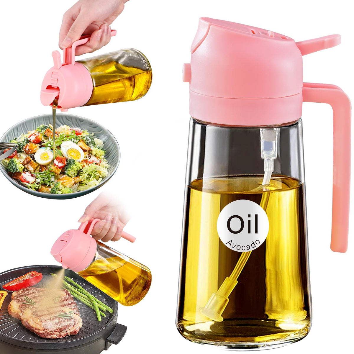 YARRAMATE Olive Oil Dispenser, 2 in 1 Sprayer for Cooking, 16oz/470ml...