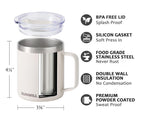 SUNWILL Insulated Coffee Mug, Stainless Steel 14 oz, Splash-Proof Lid Powder Coated Navy Blue 14 Ounces