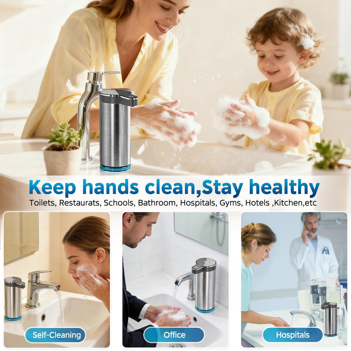 Automatic Foaming Soap Dispenser(IPX5 Waterproof, 12oz/350ml St-01 Foam Gray