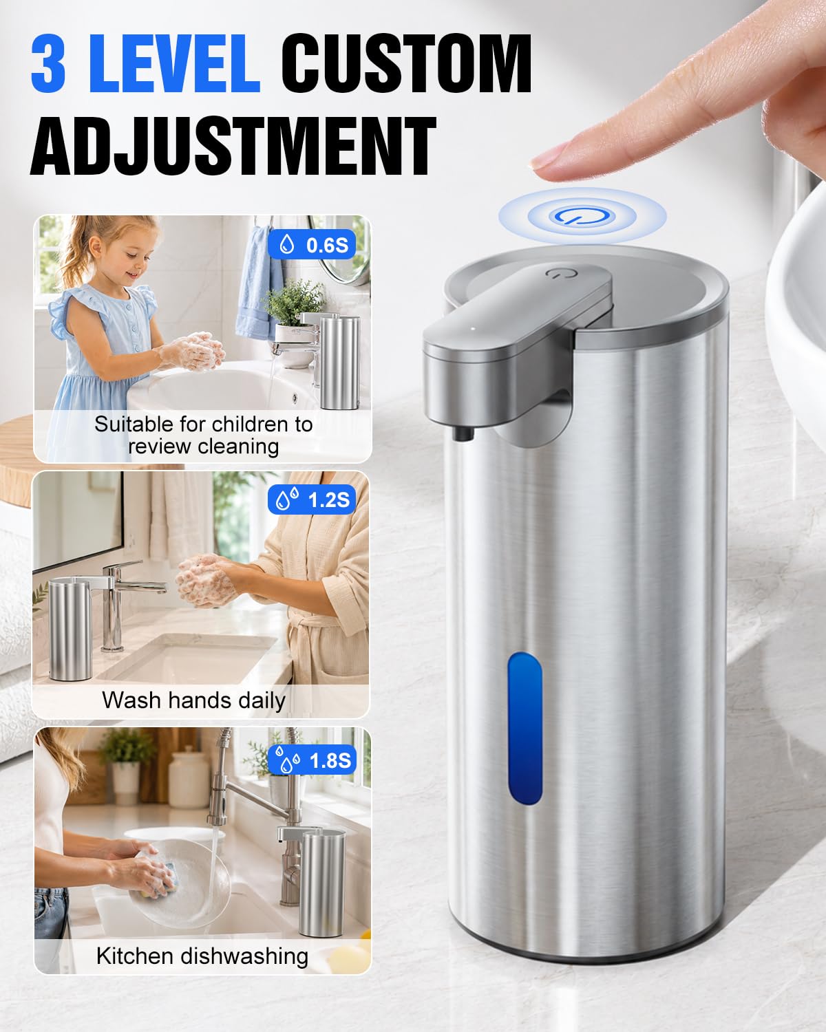 Fantictas Automatic Soap Dispenser Touchless, Stainless Steel 11.5 oz Gel
