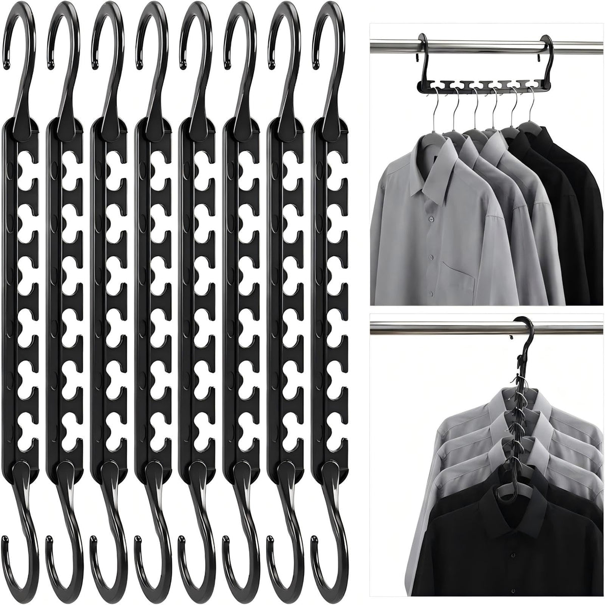10 Pack Max Space Saving Hangers 360° Swivel Hooks Saving Closet Organizer