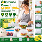 Silicone Lids for Food Storage, Reusable Silicone Stretch Lids for Bowls, Silicone Covers for Bowls & Containers, Airtight Flexible Bowl Covers for Kitchen Storage, White, Pack of 6