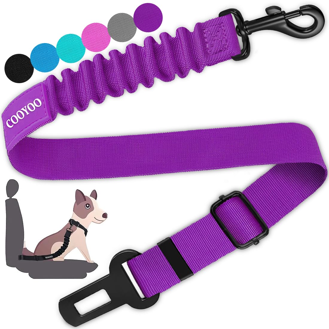COOYOO Dog Seat Belt,3 Piece Set Retractable Car Harness Adjustable for...