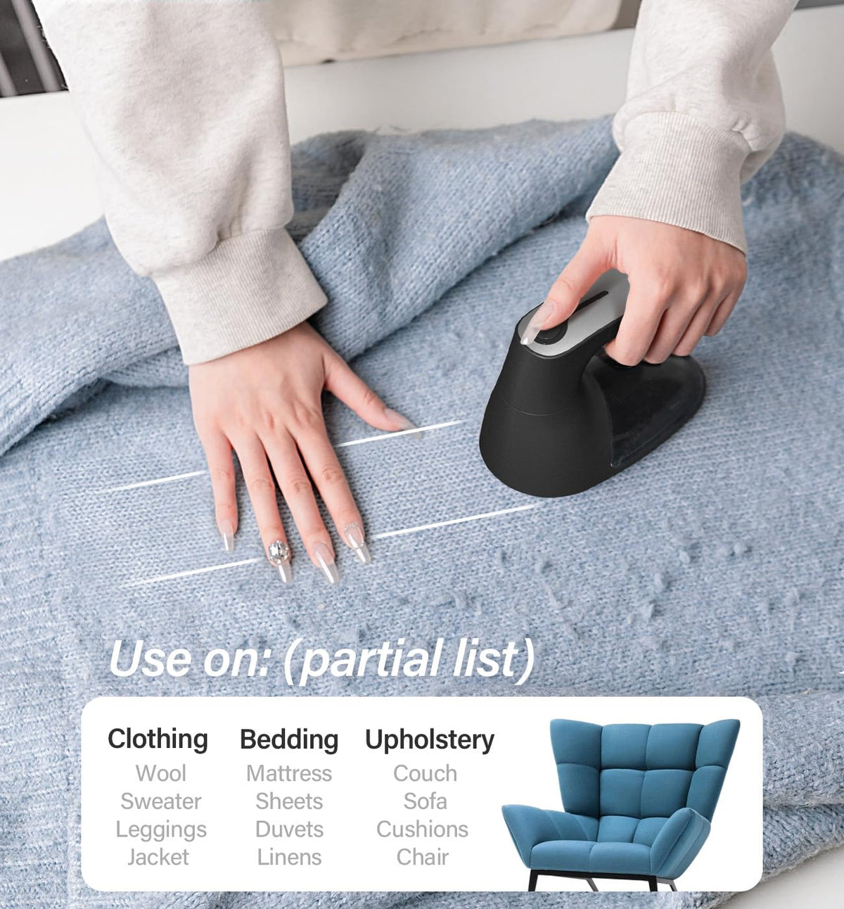 Bymore Fabric Shaver, Lint Shaver, Sweater Shaver for Clothes, Gray 5.7*3.34*5.31inches