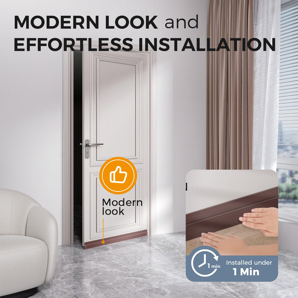 Door Draft Stopper and Weather Stripping Seal for Interior Doors