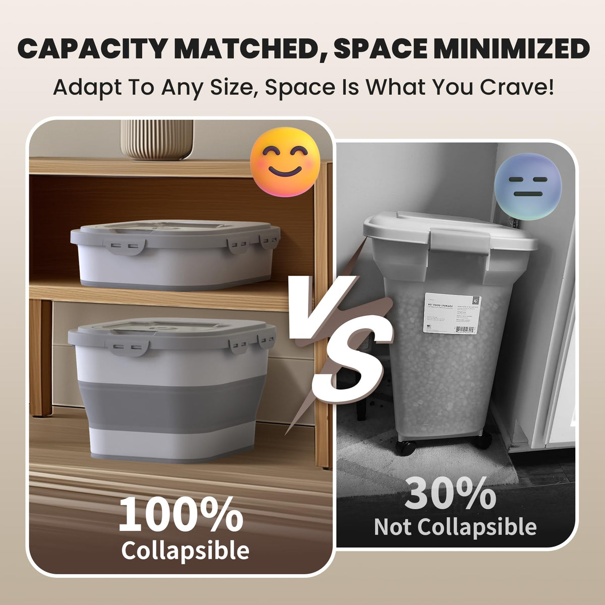 35-40Lbs Airtight Dog Food Storage Container Collapsible Dog Food Container Grey/40 lbs