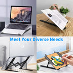 Leeboom Laptop Stand for Desk, Adjustable Foldable Aluminum Riser, Silver