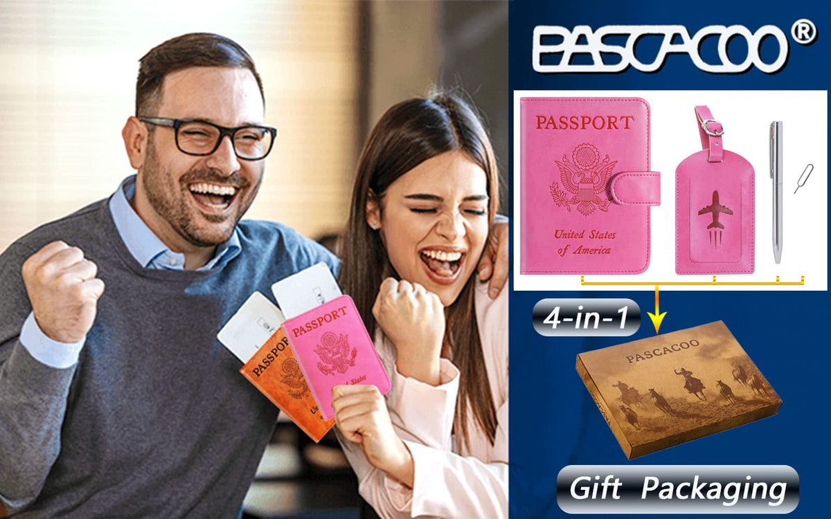 Passport Holder Cover Wallet RFID Blocking, Travel Essentials Pink Passport Covers