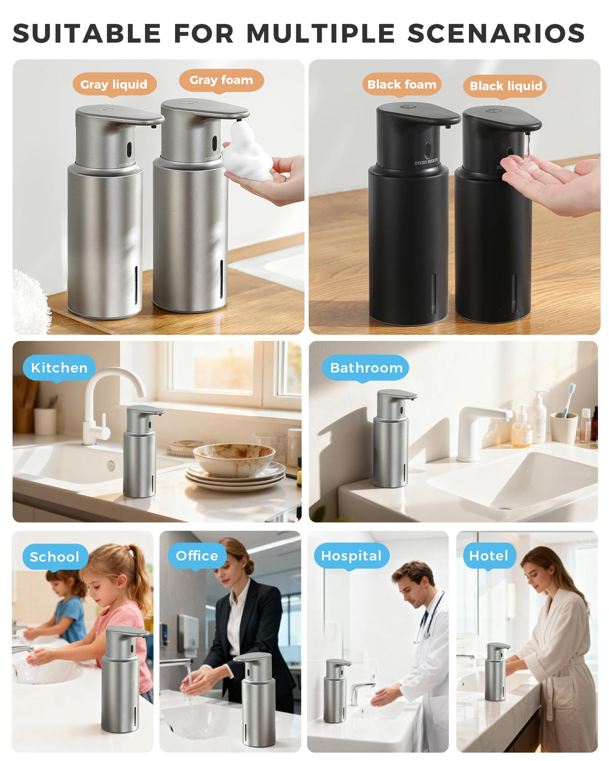 Automatic Liquid Soap Dispenser, Touchless, Rechargeable Stainless Steel