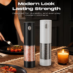 Electric Salt and Pepper Grinder Set, Battery Automatic Salt and Pepper Shaker with Adjustable Coarseness, Large Capacity Pepper Mill with LED White Elephant Gifts(Battery-Stainless Steel) Battery-Stainless Steel 2-Pack