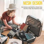 Compression Packing Cubes 8 Set, Dual Zipper Compression Packing Cubes for Travel, See-Through Mesh Packing Bags for Suitcases, Packing Cube with Shoe Bag (Black) 8 Set Black