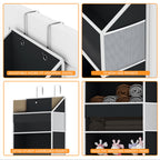 Over The Door Organizer - Over Door Storage Organizer with 5 Large Pockets & 10 Mesh Side Compartments - Heavy-Duty Hanging Storage for Bathroom, Bedroom & Closet - Baby Room Organize - Grey