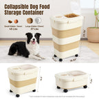 ZOMISIA 40-50lbs Collapsible Dog Food Storage Container with Wheels, Khaki