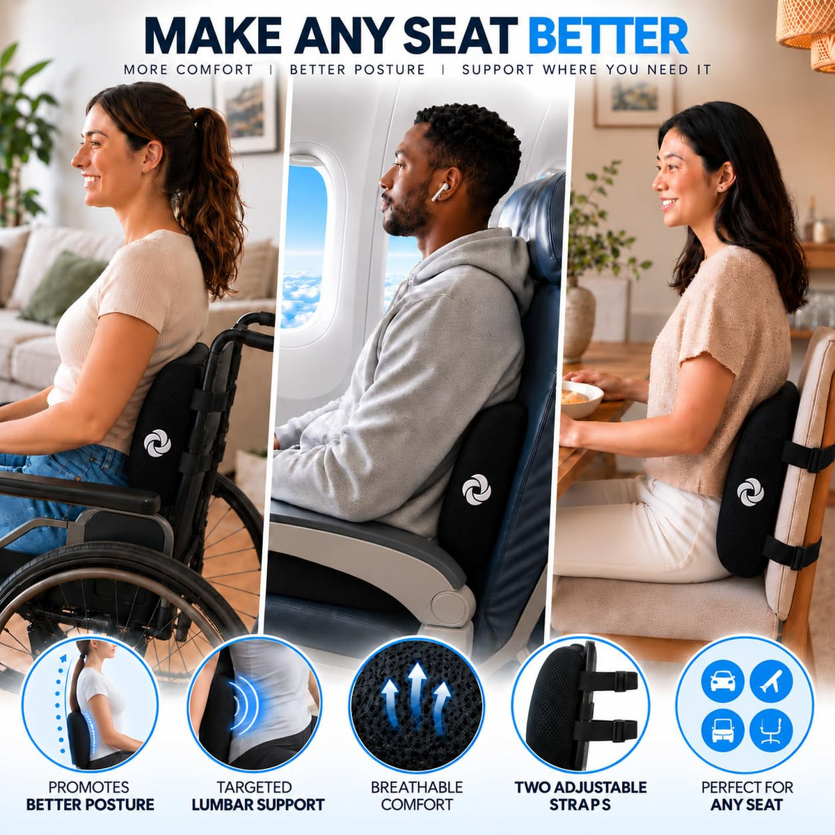 Samsonite Lumbar Support Pillow for Office Chair, Lower Back for...