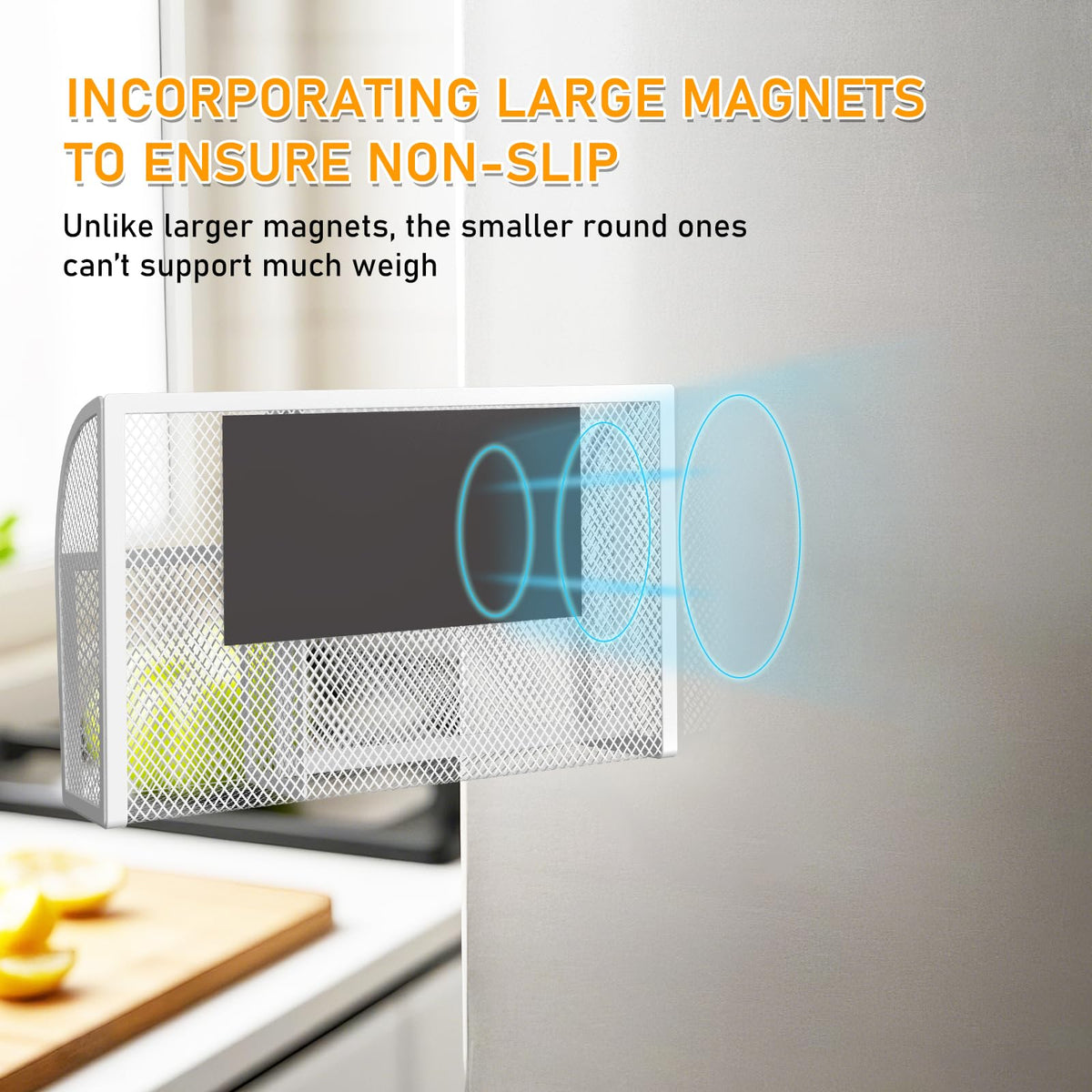 Magnetic Pencil Holder-Magnetic Basket for Fridge 3-Grid Mesh Magnetic Pen Holder for Refrigerator, Extra Strong Magnets Mesh Marker Holder Locker Accessories Organizer for Whiteboard Black