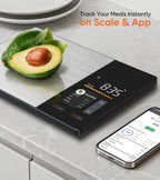 Food Scale with Nutritional Calculator, TFT Display, Track 23 Nutrients Black