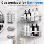 EUDELE Adhesive Shower Caddy, 5 Pack Rustproof Stainless Steel Bath Organizers With Large Capacity, No Drilling Shelves for Bathroom Storage & Home Decor Black