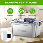 Dog Water Fountain 2 Gal, Stainless Steel Dog Water Fountain for Large Dogs Multi-Cats, Pet Water Fountain with Big Window, Super-Quiet Pump, Indoor Automatic Dog Water Bowl Dispenser Fountain Filters Dog fountain with filter