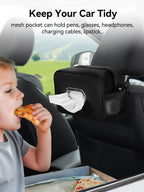 Multi-Functional Car Tissue Holder with ‌2 Storage Nets, Tissue Box Cover Black