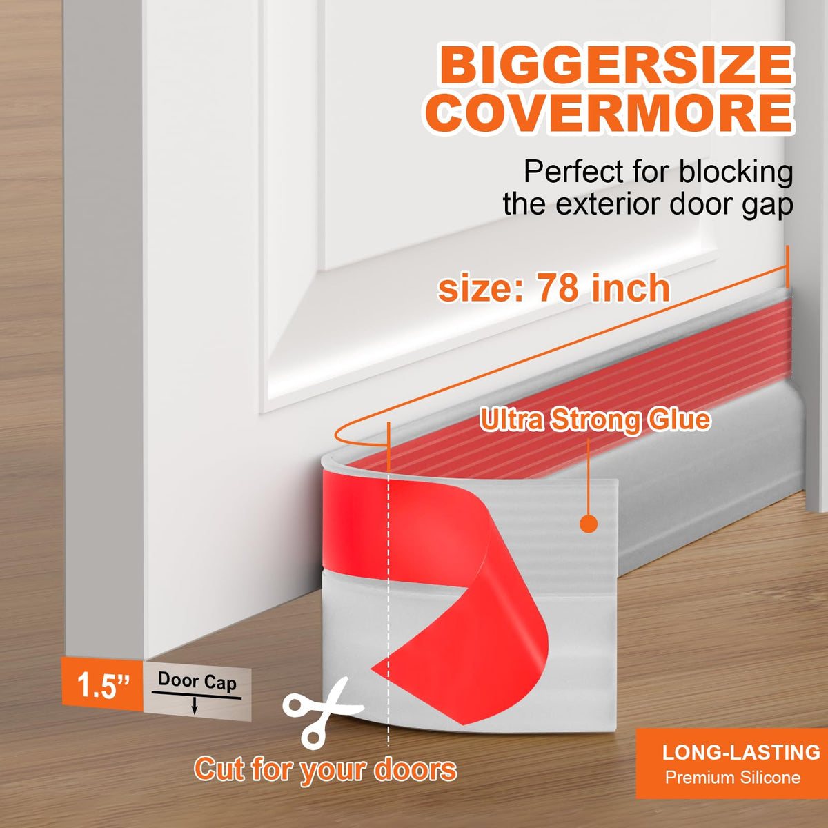 Door Draft Stopper, Door Sweep for Bottom of Door, Weather Stripping Door Seal Gap Filler Bottom Blocker Soundproofing Cold Air Insulation Save Energy Install Quickly Easily (Black, 39‘’) 39‘’ Black