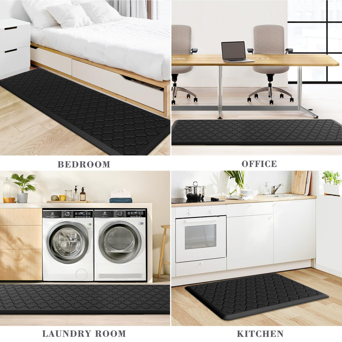 Kitchen Mat 2 PCS Cushioned Anti-Fatigue Floor Mat Standing Mat for Kitchen Stylish Grey 17.3"x29"+17.3"x47"