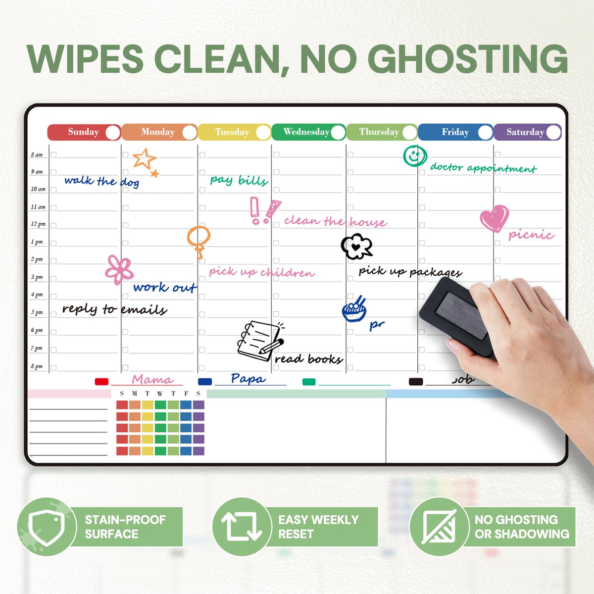 Magnetic Dry Erase Weekly Calendar Board