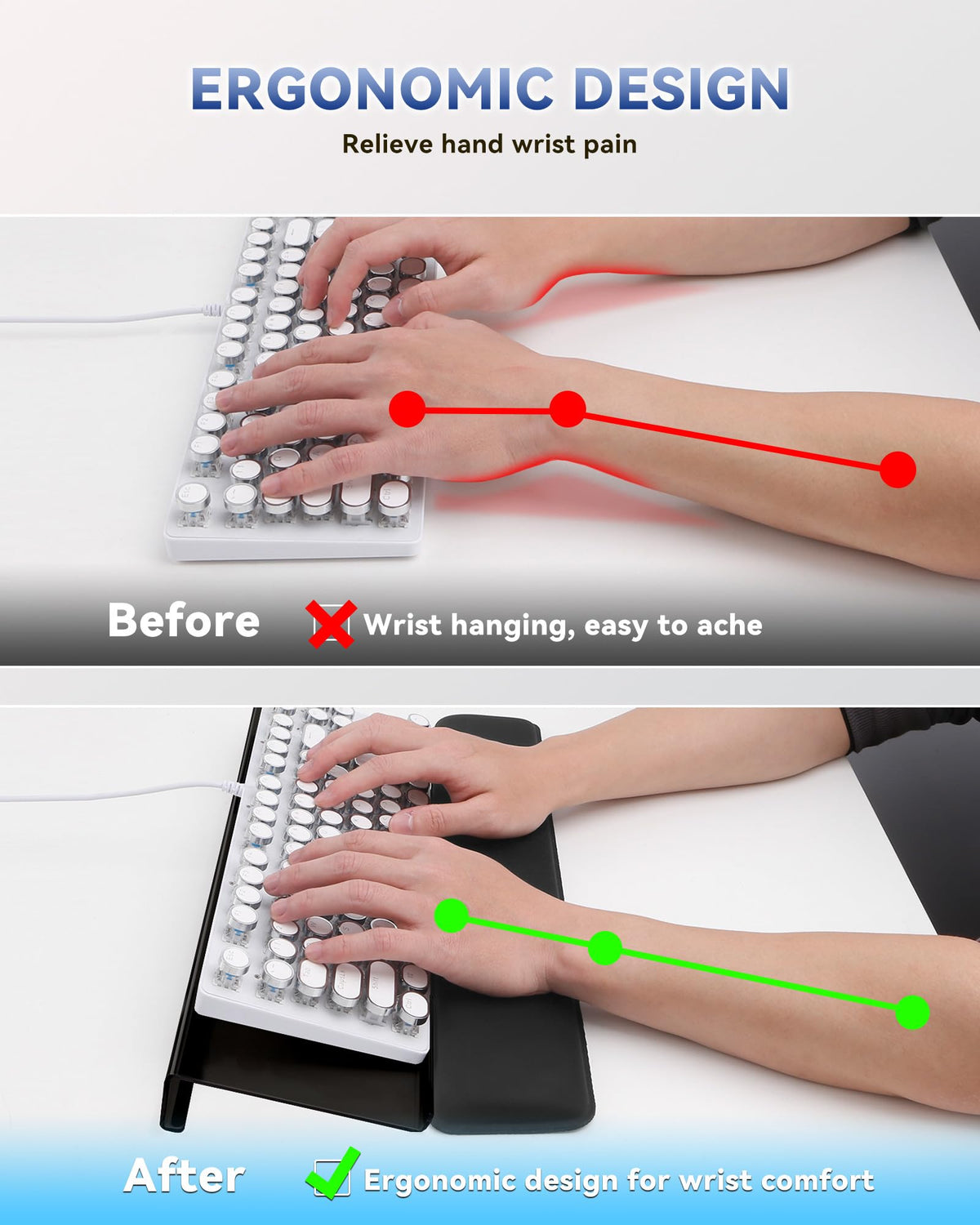 Laborio Computer Keyboard Wrist Rest, Keyboard Riser Stand for Desktop Purple Keyboard Stand With Wrist Rest