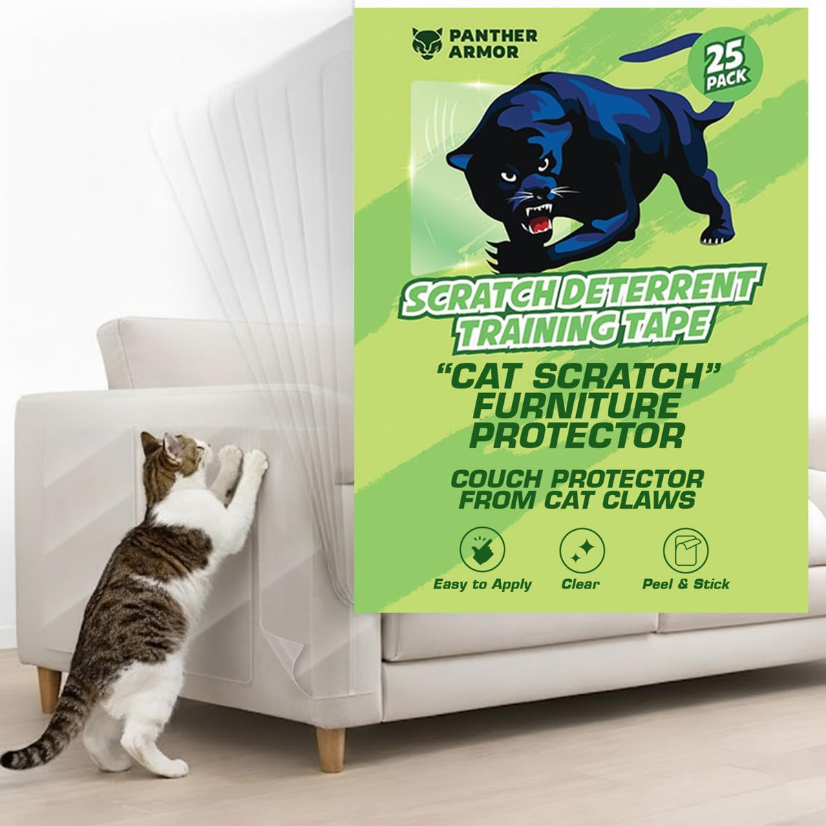 Panther Armor Cat Scratch Furniture Protector, 12 Double-Sided Tape Sheets