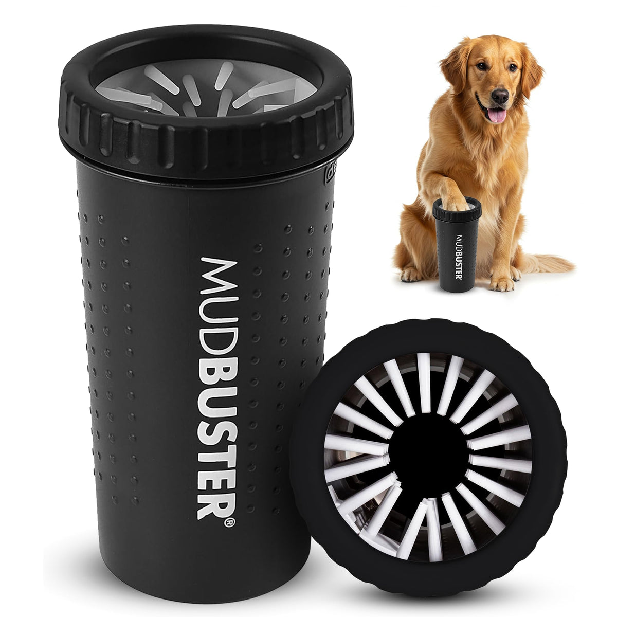 Dexas MudBuster Large Dog Paw Cleaner, Blue, Fits 2.5"-3.5" Wide Paws,...