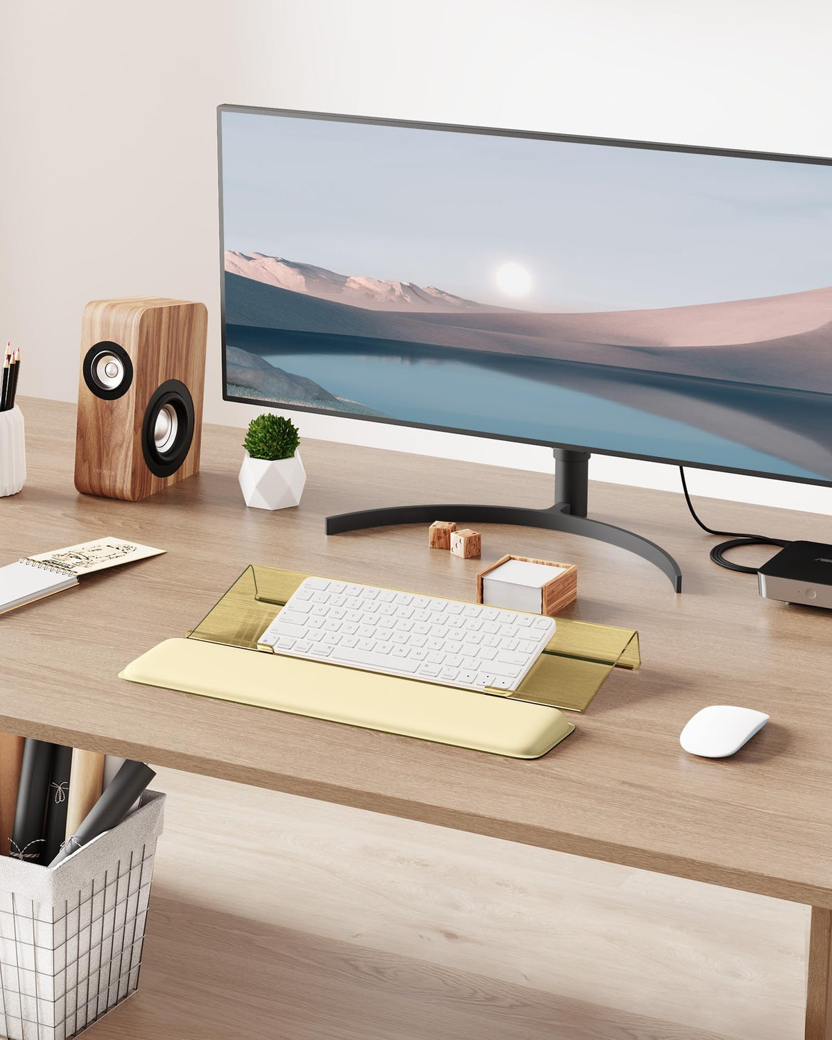 Ergonomic Computer Keyboard Riser Stand with Integrated Wrist Rest