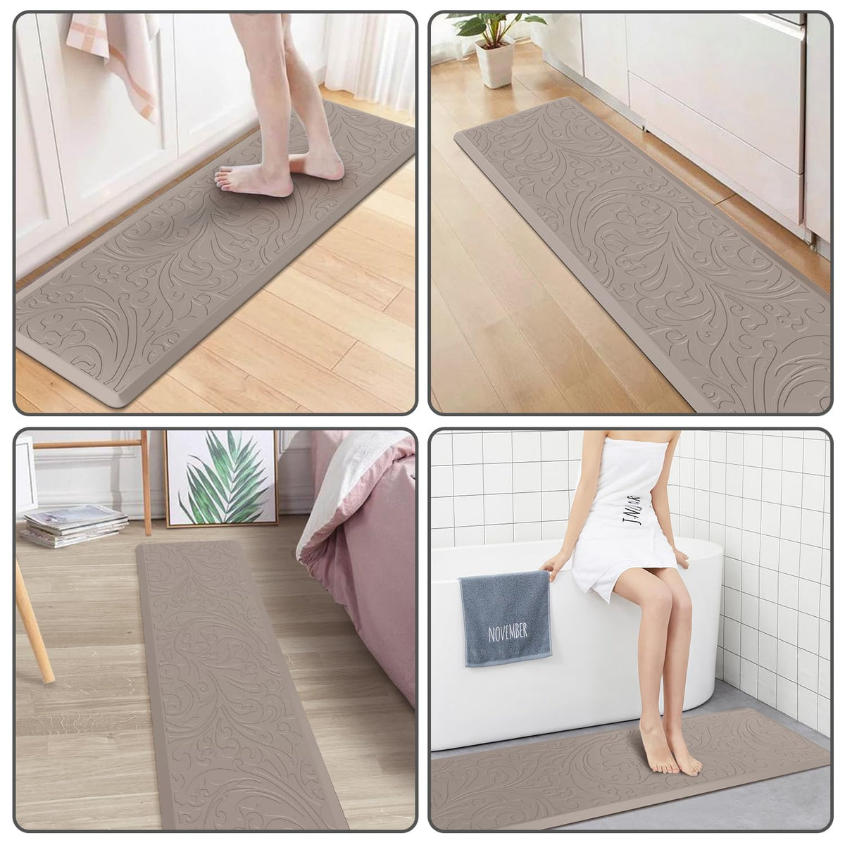 Kitchen Mat Cushioned Anti-Fatigue Comfort Standing Mat Rug for Home,Office Black 1'5" x 2'4" (Rectangular)