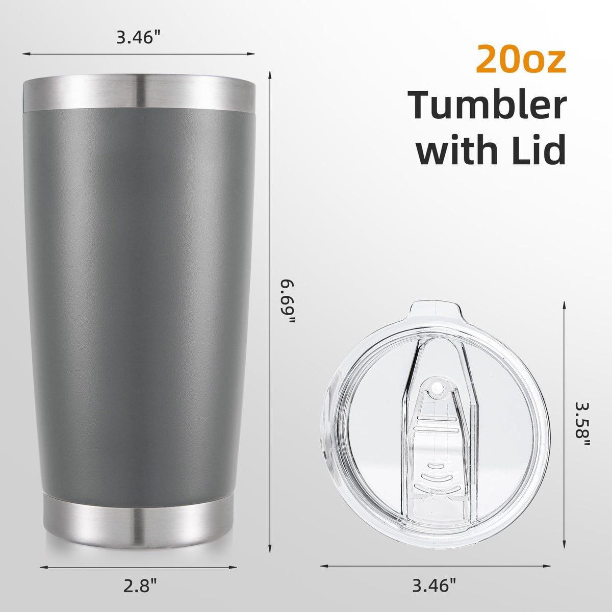 20oz Tumbler Bulk with Lid Stainless Steel Tumblers, 6 Pack