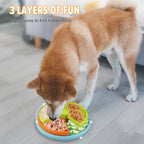Atdoall Slow Feeder Dog Bowl, 3-Level Interactive Dog Puzzle Feeder Orange