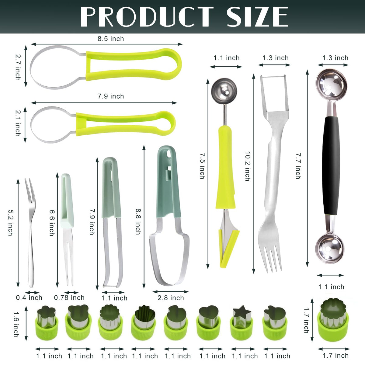 14Pcs Stainless Steel Fruits Vegetable Carving Tools Set 14 PCS