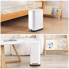SYNCVIBE Slim Bathroom Trash Can with Soft Close Lid, 3.5 Gal, Matt White 3.5 Gallons