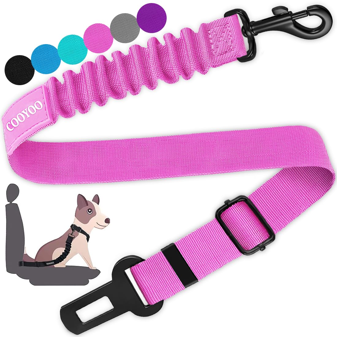 COOYOO Dog Seat Belt,3 Piece Set Retractable Car Harness Adjustable for...