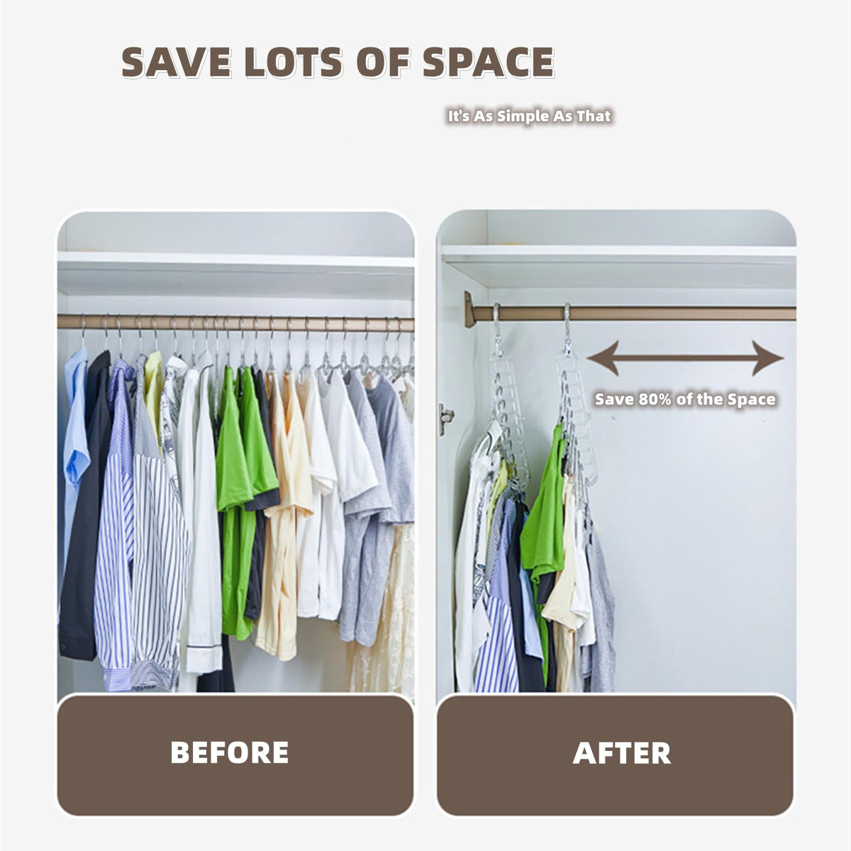 Space Saving Clothes Hangers 2Pcs 9 Slots Wardrobe Clothing Cascading Hanger Closet Storage Hanger Folding Wardrobe Clothes Hanger Organizer Multifunctional Closet Organizer for Home and Dormitory