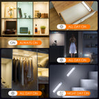 RUIKORING 8.5" Under Cabinet Lighting 6 Pack, 3 Colors Closet Lights Silver