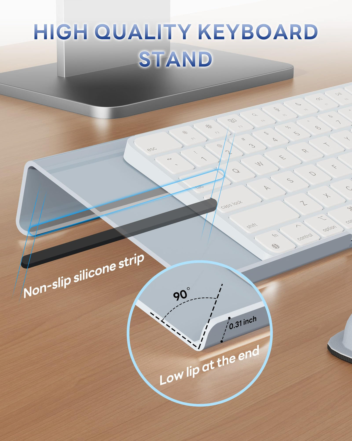 Laborio Computer Keyboard Wrist Rest, Keyboard Riser Stand for Desktop Purple Keyboard Stand With Wrist Rest