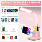 10W Wireless Charging LED Desk Lamp with Clock, Light Black