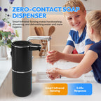 2 Pack Automatic Foaming Soap Dispenser,Touchless Foam Soap Dispenser,12.8oz Rechargeable Wall Mounted Smart for Bathroom and Kitchen Dish Soap,Easy for Toddlers(Black) Black