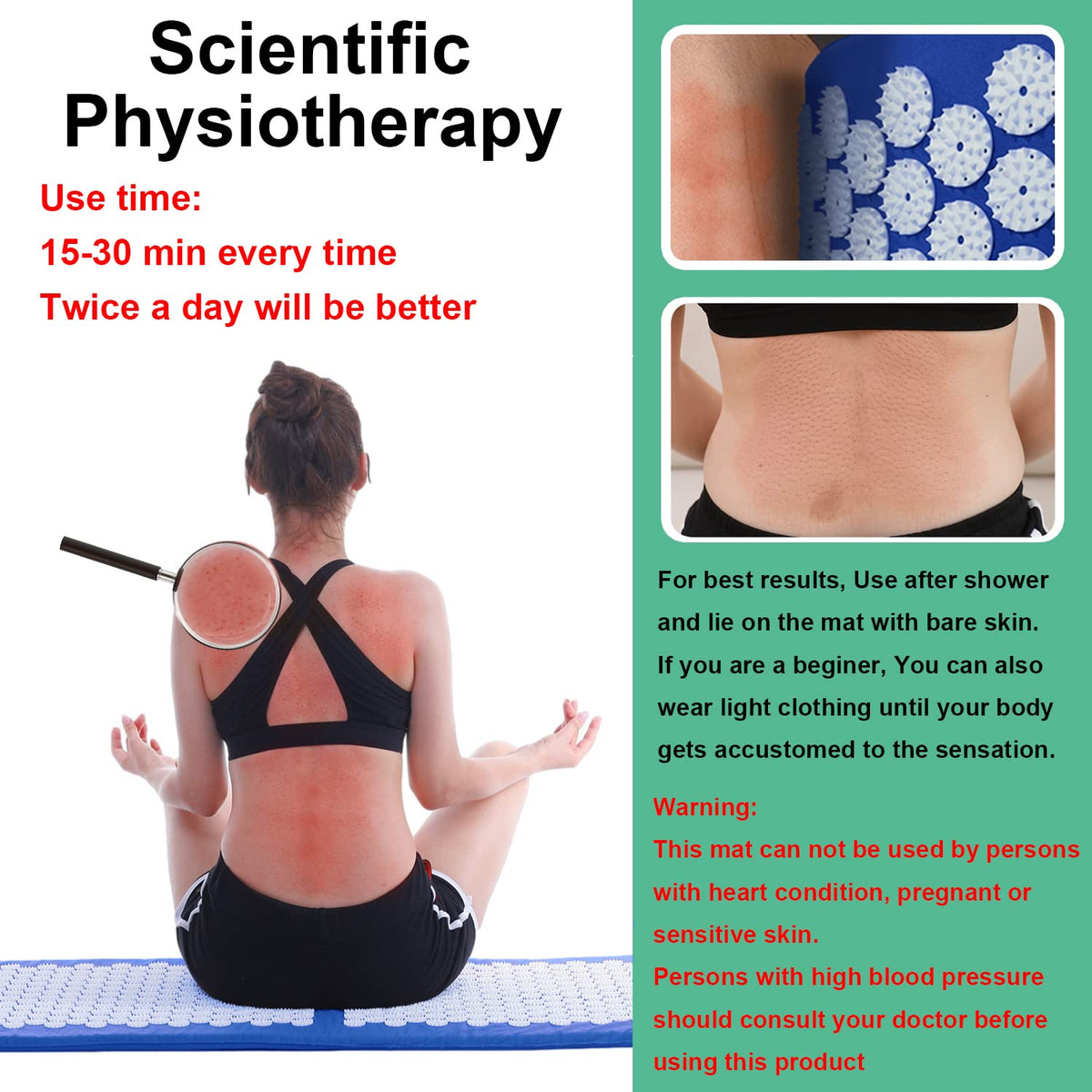 Acupressure Mat and Pillow Set with Carry Bag