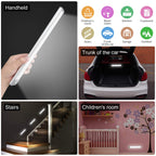 LED Motion Sensor Light,Under Counter Lighting, Wireless USB Rechargeable Kitchen Night Lights,Battery Powered Operated Light,54-LED Light for Wardrobe,Closets,Cabinet,Cupboard, 2 Count (Pack of 1) Silver-white Light 54 LED