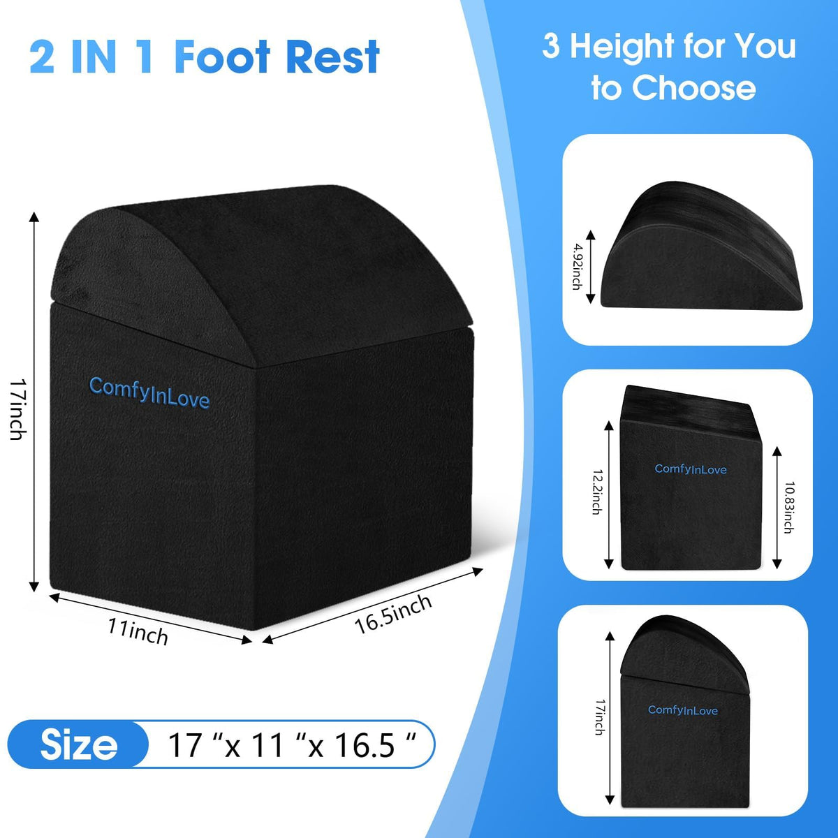 Foot Rest for Under Desk with 3 Heights, Foot Stool, Dark Grey Dark Gray