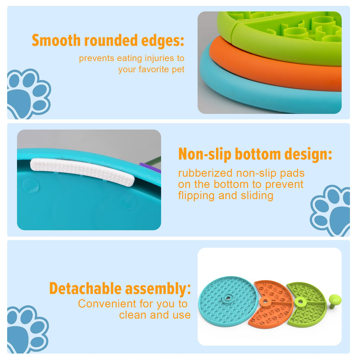 Atdoall Slow Feeder Dog Bowl, 3-Level Interactive Dog Puzzle Feeder Orange