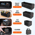 Collapsible Trunk Organizer with Insulated Leakproof Cooler Bag,Removable Lid,Adjustable Securing Straps,3 Compartments Trunk Organizer for SUV,Truck,Sedan(Grey & Black) Black&Grey With Cooler