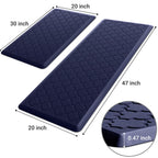 Kitchen Mat 2 PCS Cushioned Anti-Fatigue Floor Mat Standing Mat for Kitchen Stylish Grey 17.3"x29"+17.3"x47"