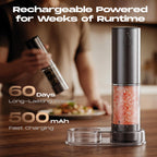 Electric Salt and Pepper Grinder Set, Battery Automatic Salt and Pepper Shaker with Adjustable Coarseness, Large Capacity Pepper Mill with LED White Elephant Gifts(Battery-Stainless Steel) Battery-Stainless Steel 2-Pack