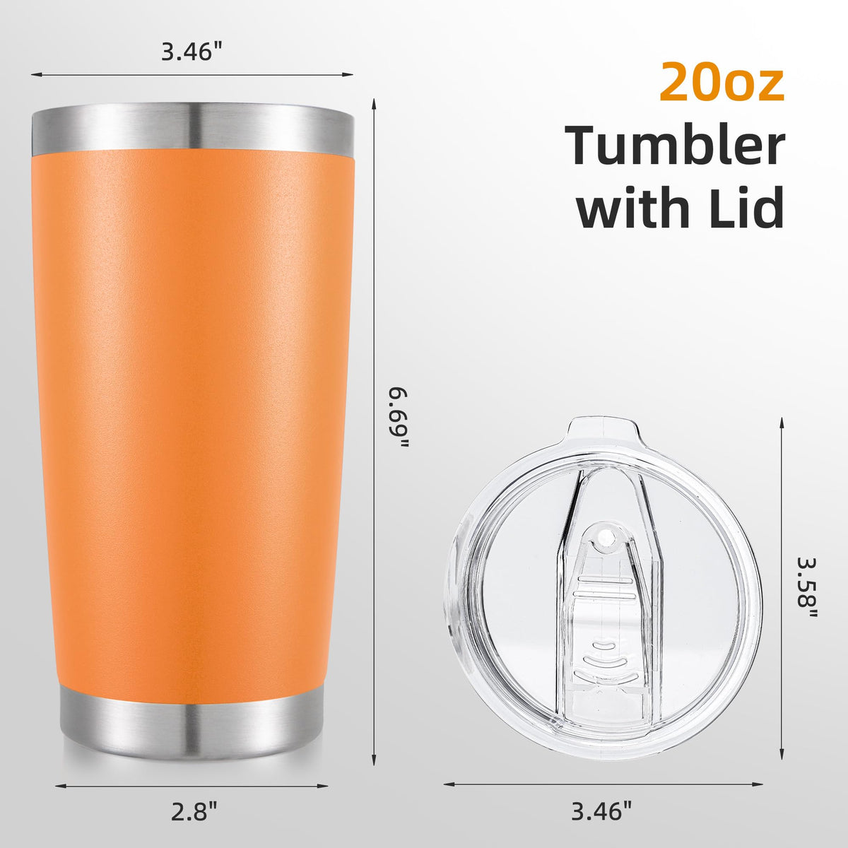 20oz Tumbler Bulk with Lid Stainless Steel Tumblers, 6 Pack