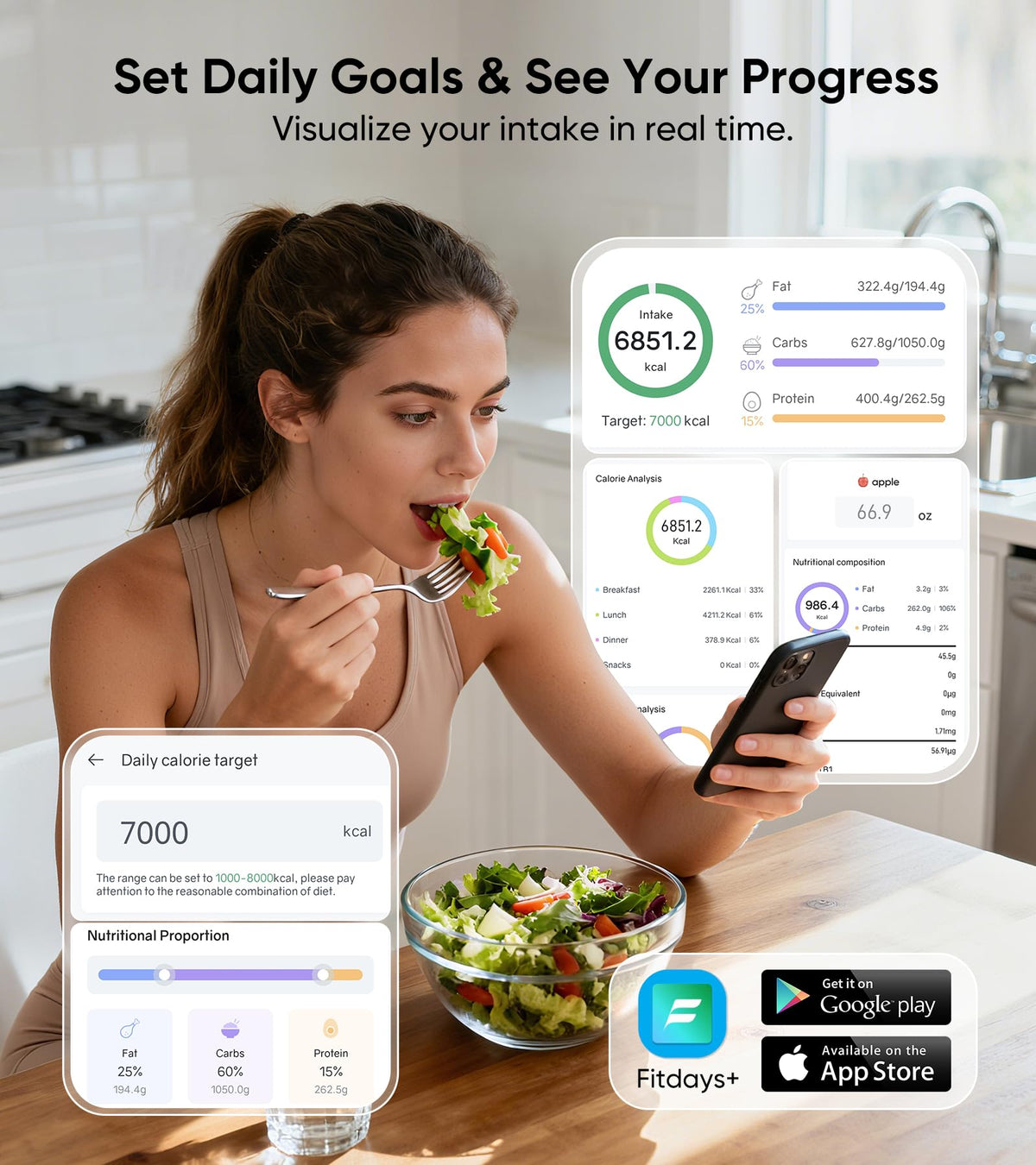 Food Scale with Nutritional Calculator, TFT Display, Track 23 Nutrients Black